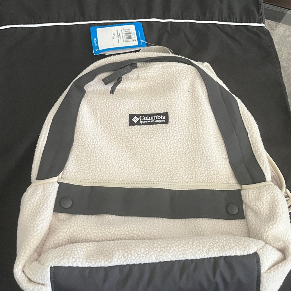 Columbia Two-Tone Backpack with Black and Cream Accents 16x14 NWT